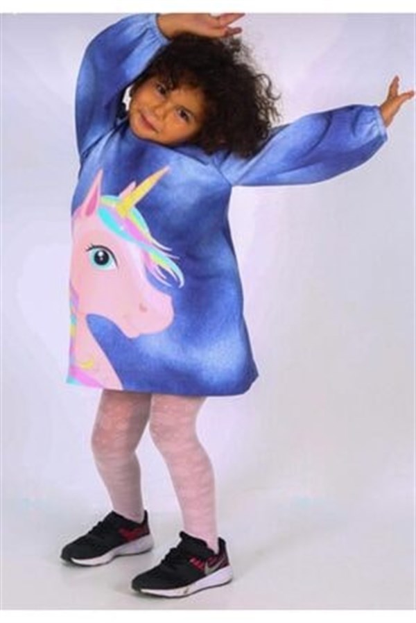 ChatonDor Kız Çocuk Unicorn Elbise 5343