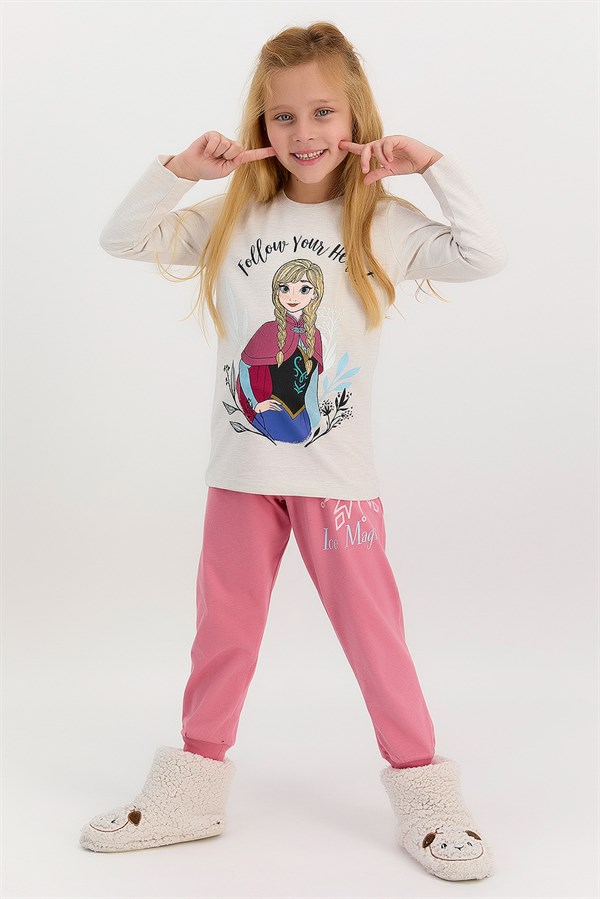 Frozen Lisanslı Follow Your Heart Kremmelanj Kız Çocuk Pijama Takımı