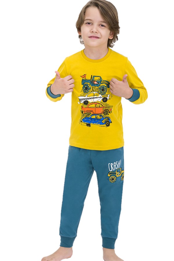 RolyPoly Cars Crach Four Safran Erkek Çocuk Pijama Takımı