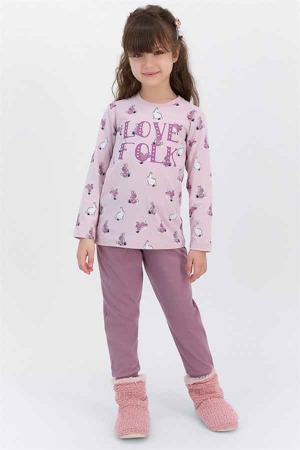 RolyPoly Love Folk Gül Kurusu Kız Çocuk Pijama Takımı