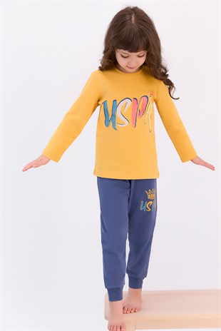US Polo Assn Hardal Kız Çocuk Pijama Takımı