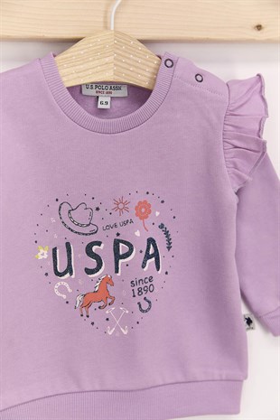 U.S. Polo Assn Lila Kız Bebek Eşofman Takımı