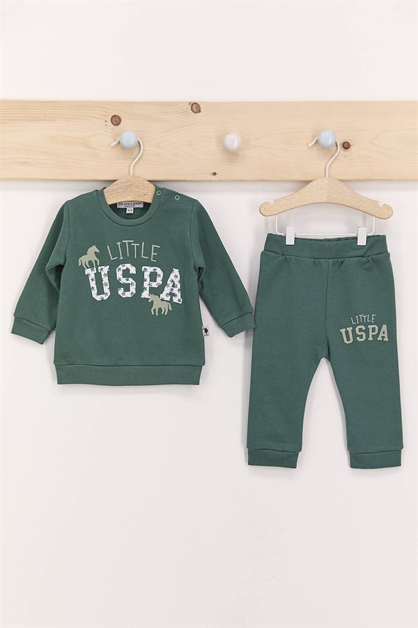 US Polo Assn Little Koyu Haki Erkek Bebek Eşofman Takımı